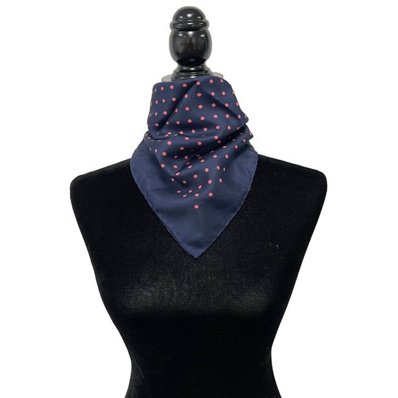 Hermes - Excellent - Paris Red Polka Dot Navy Blue Wrap - Blue/Pink - One Size - Picture 4 of 9